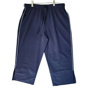 NWT Reebok Active Pant Women Medium Blue Polyester Elastic Waist CL Loose Capri